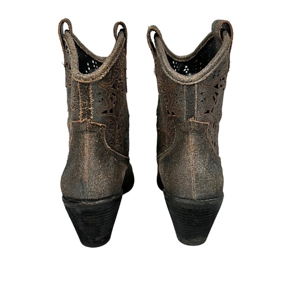 DONALD J. PLINER Bottie Short Metallic Brushed Suede Cowboy Boots - Picture 6 of 10